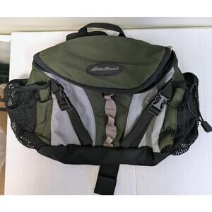 Eddie Bauer Green Lumbar Fanny Pack Waist Bottle Holders Hip Bag Hiking Camping